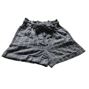 Thread & Supply Women's Small Linen Blend Paperbag Waist Striped Shorts‎